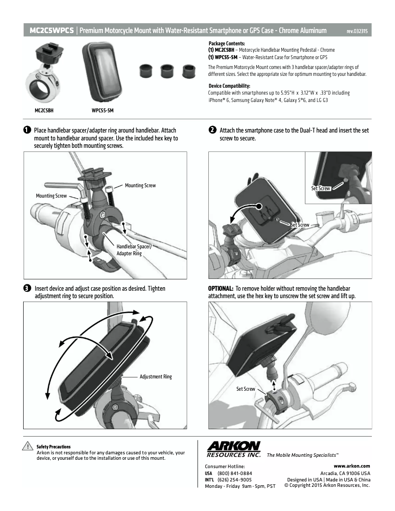 Page 1 de la notice Manuel utilisateur Arkon MC2C5WPCS