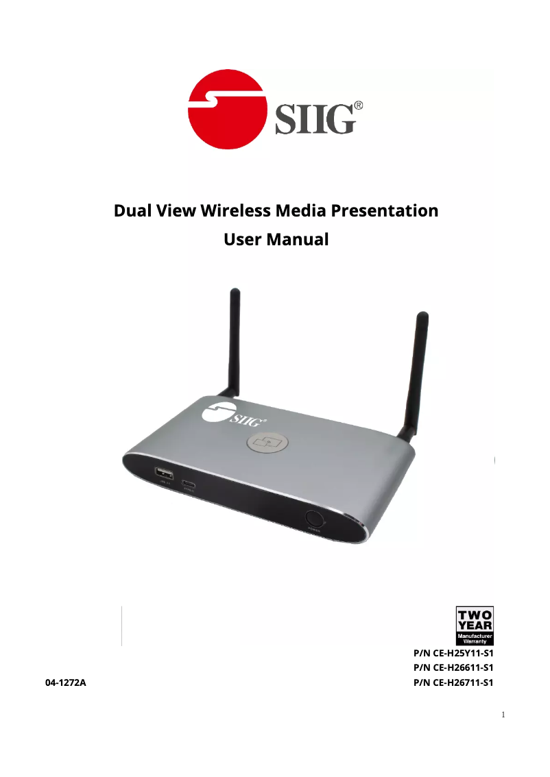 Page 1 de la notice Manuel utilisateur Siig CE-H26711-S1