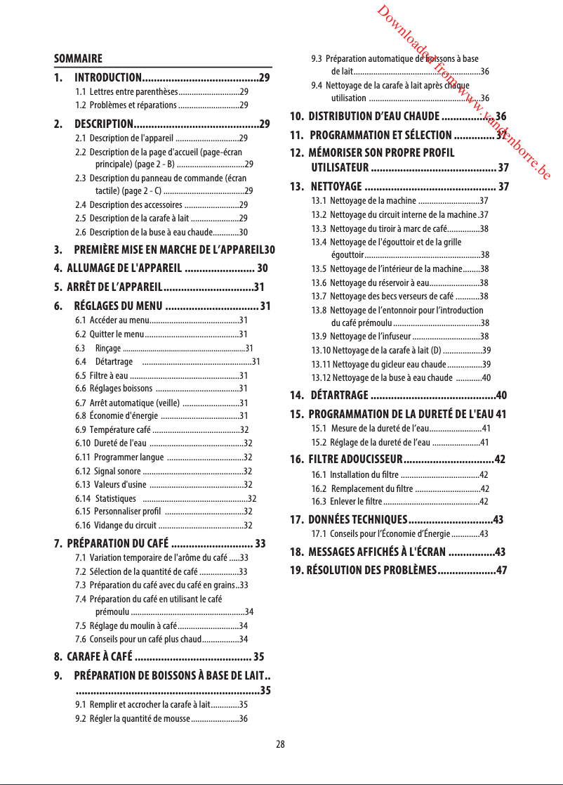 Image de la première page du manuel de l'appareil Perfecta Deluxe ESAM460.80.MB
