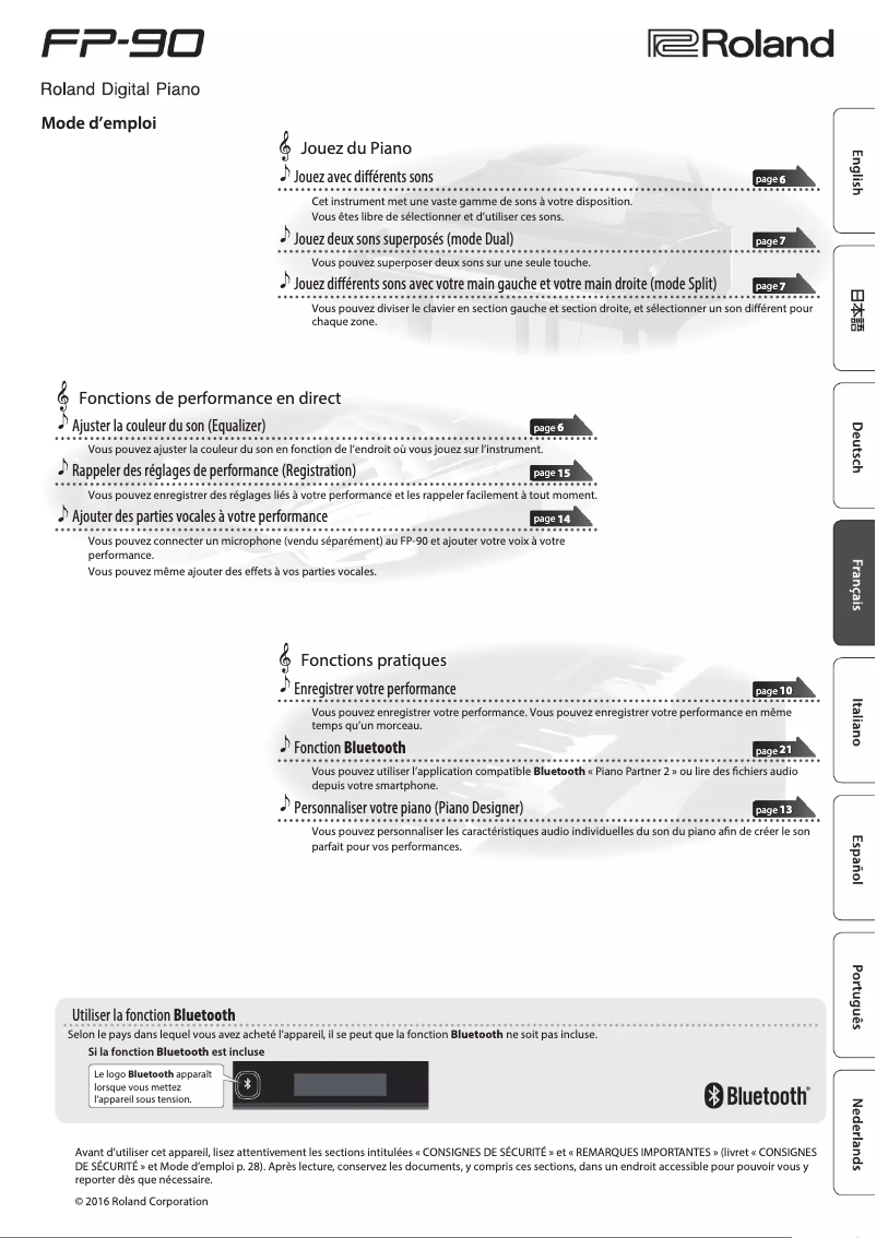 Image de la première page du manuel de l'appareil FP-90