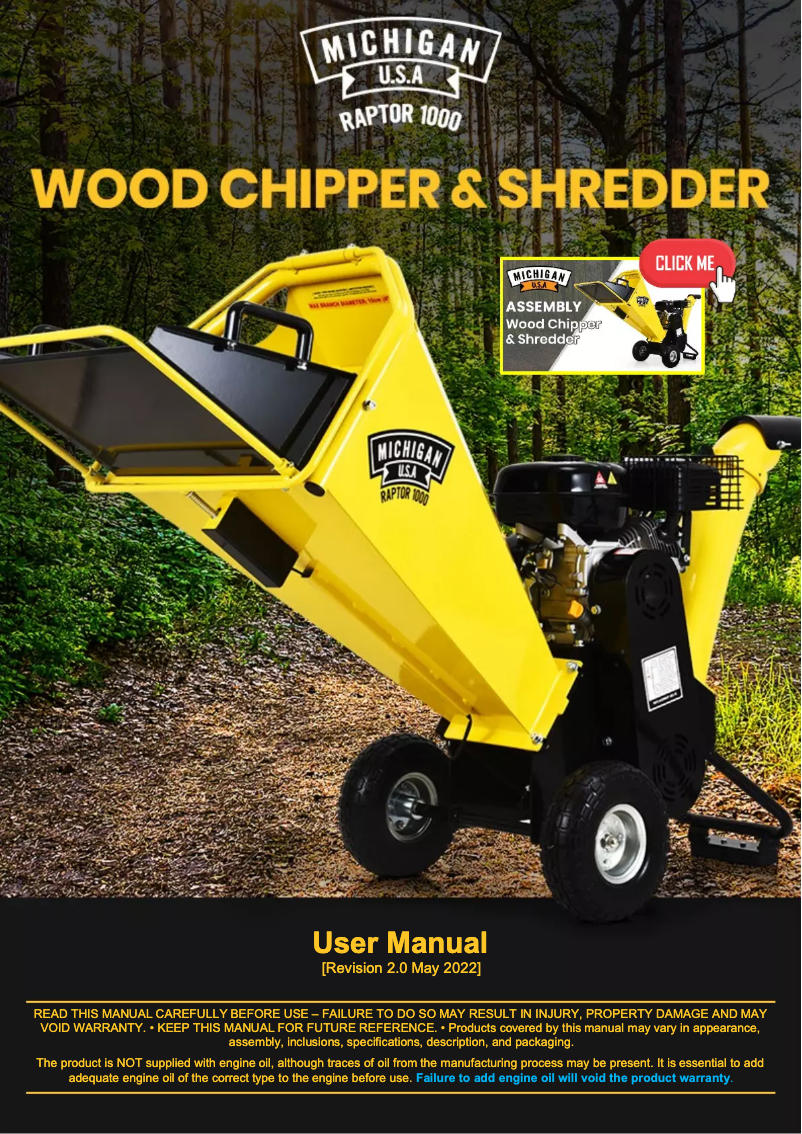 Page 1 de la notice Manuel utilisateur Michigan Raptor 1000