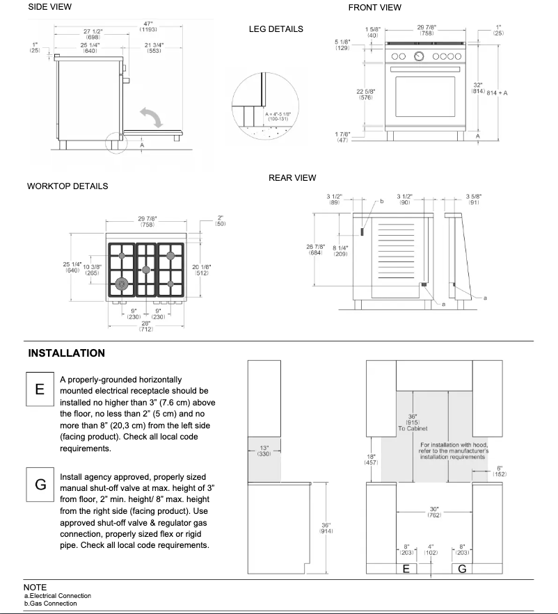 Page 1 de la notice Guide d'installation Bertazzoni PRO305GASXV