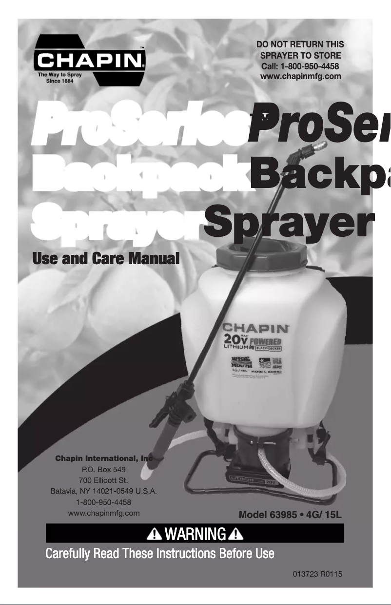 Page 1 de la notice Manuel utilisateur Chapin 63985