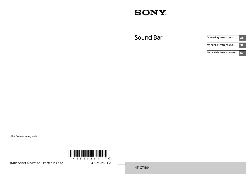 Page 1 de la notice Manuel utilisateur Sony HT-CT180