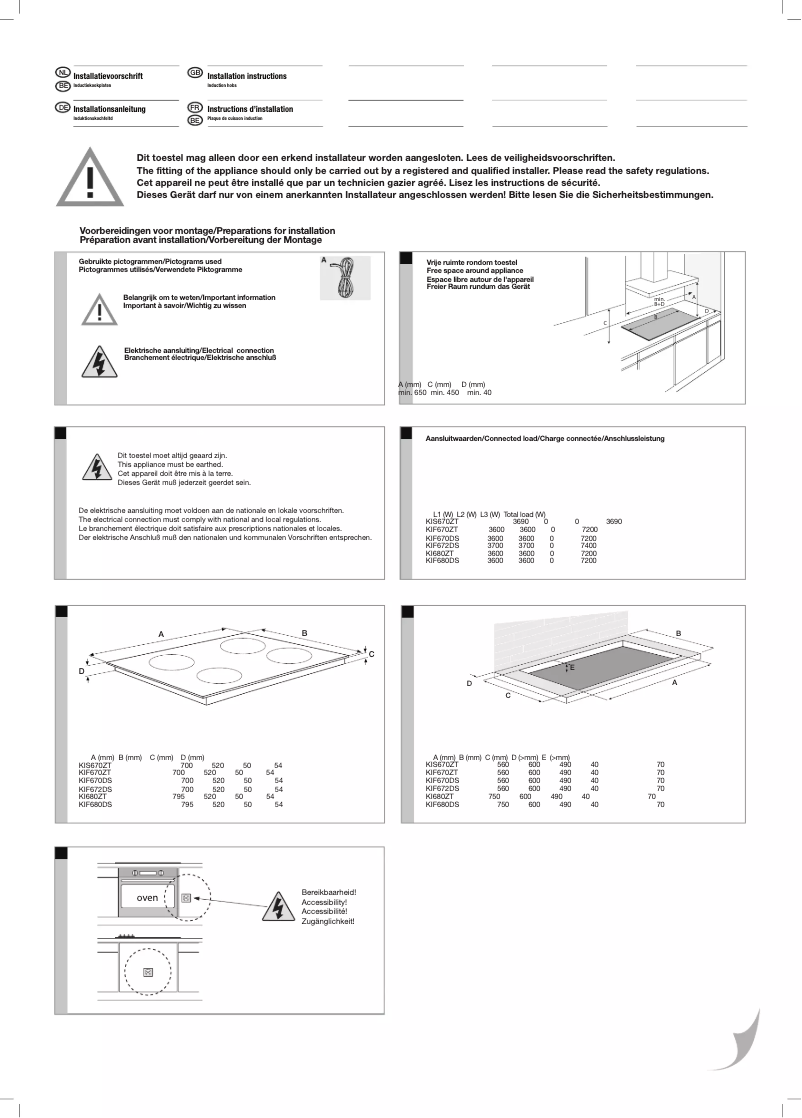 Page n°1 - Guide d'installation Etna KIF670DS