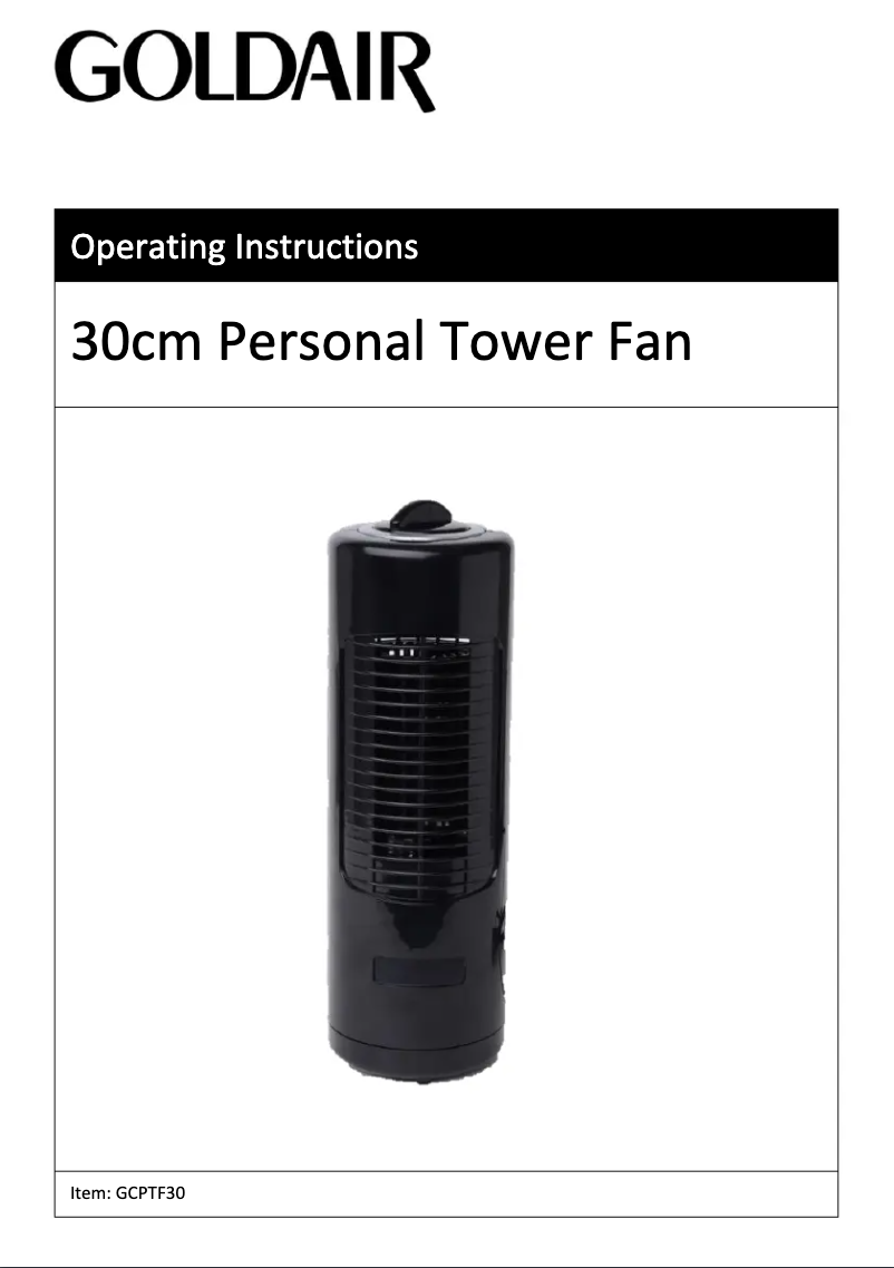 Page 1 de la notice Manuel utilisateur GoldAir GCPTF30