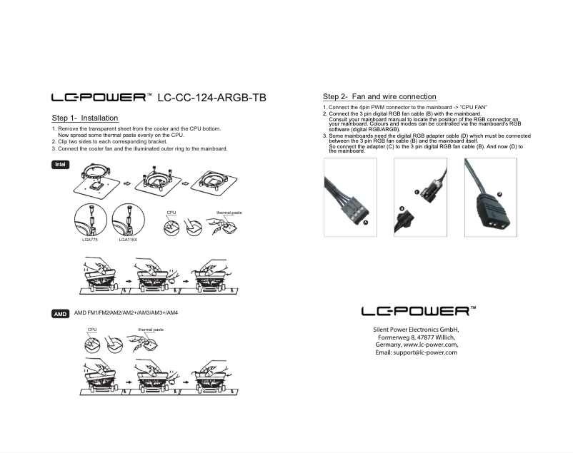 Page 1 de la notice Manuel utilisateur LC-Power LC-CC-124-ARGB-TB