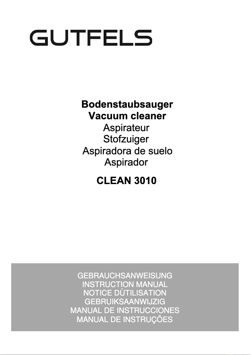 Page n°1 - Manuel utilisateur GUTFELS CLEAN 3010