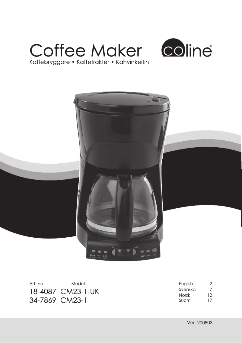 Page 1 de la notice Manuel utilisateur Coline CM23-1