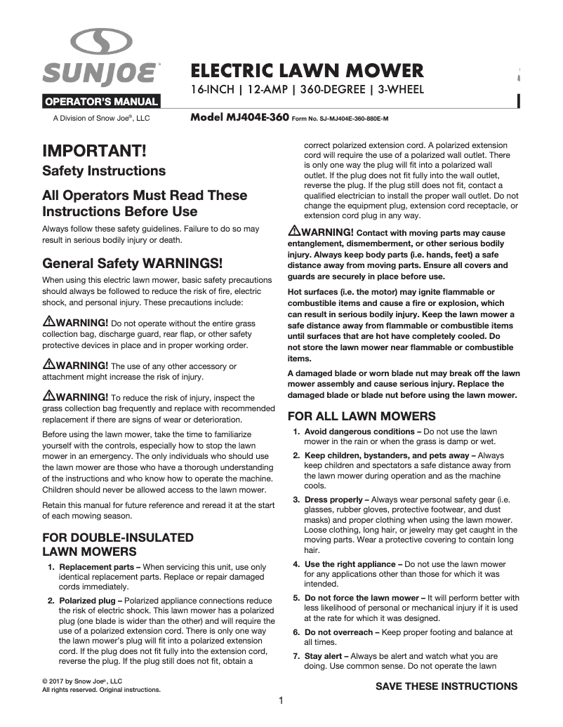 Image de la première page du manuel de l'appareil MJ404E-360