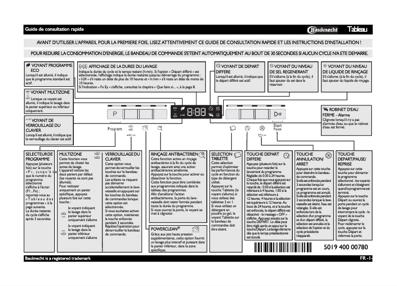 Page 1 de la notice Manuel utilisateur Bauknecht GSF 81414