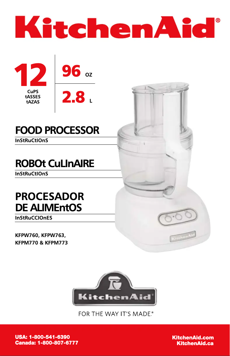 Page 1 de la notice Manuel utilisateur KitchenAid KFPW760OB