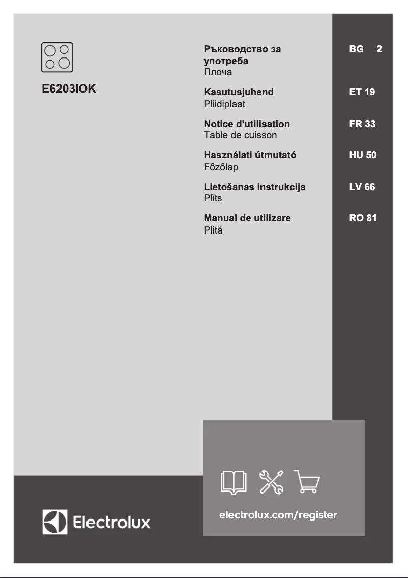 Page n°1 - Manuel utilisateur Electrolux E6203IOK
