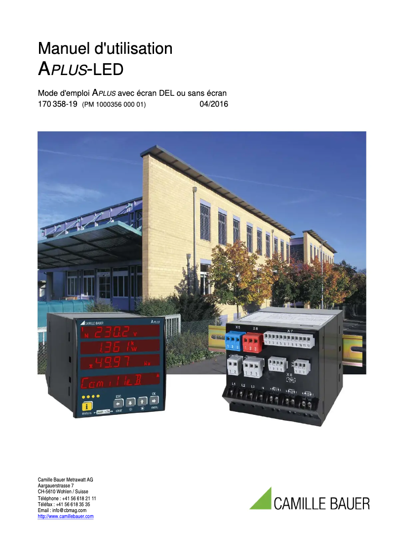 Page 1 de la notice Manuel utilisateur Camille Bauer APlus