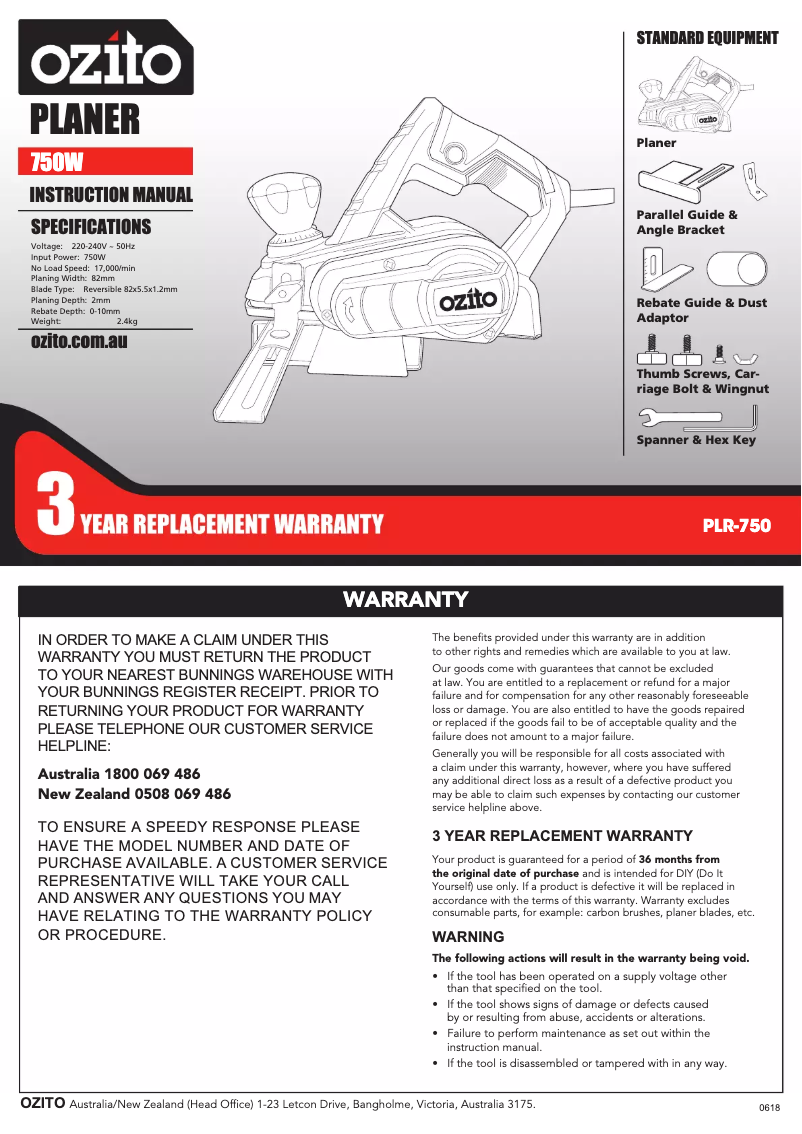 Página 1 del manual Manual de instrucciones Ozito PLR-750