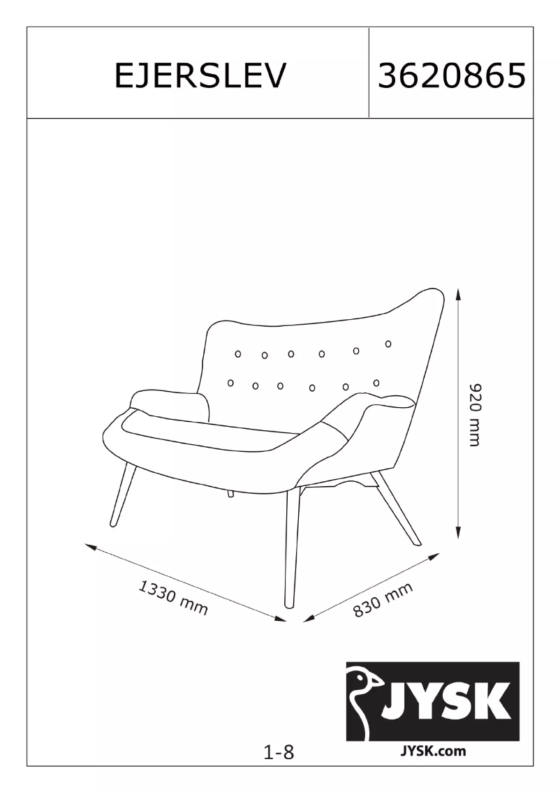 Page 1 de la notice Manuel utilisateur JYSK Ejerslev (133x92x83)