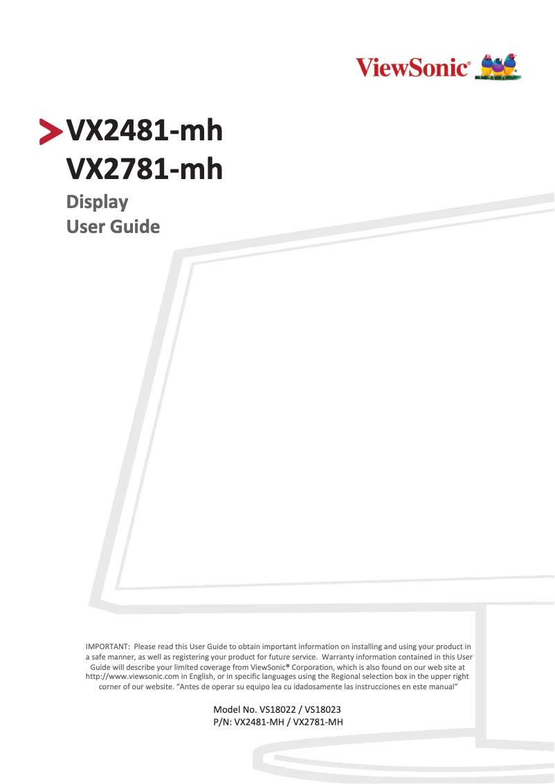 Page 1 de la notice Manuel utilisateur Viewsonic VX2781-mh