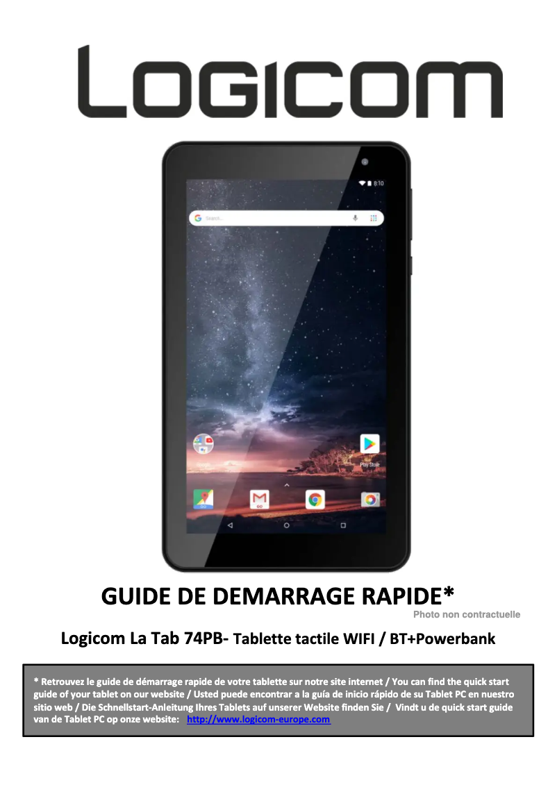 Page n°1 - Manuel utilisateur Logicom La Tab 74 PB