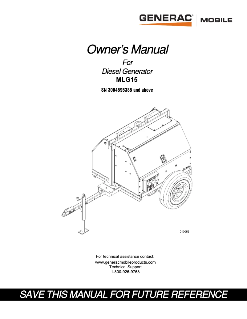 Page n°1 - Manuel utilisateur Generac MLG15M