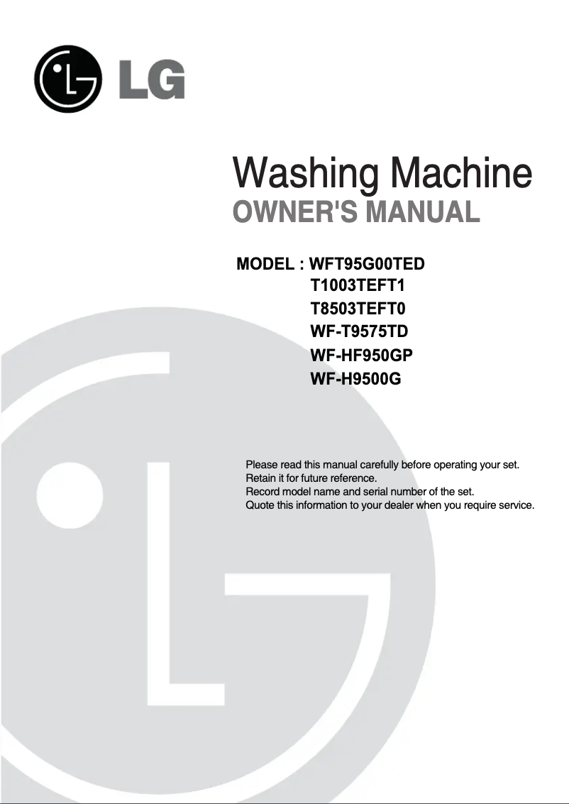 Page 1 de la notice Manuel utilisateur LG T8503TEFT0