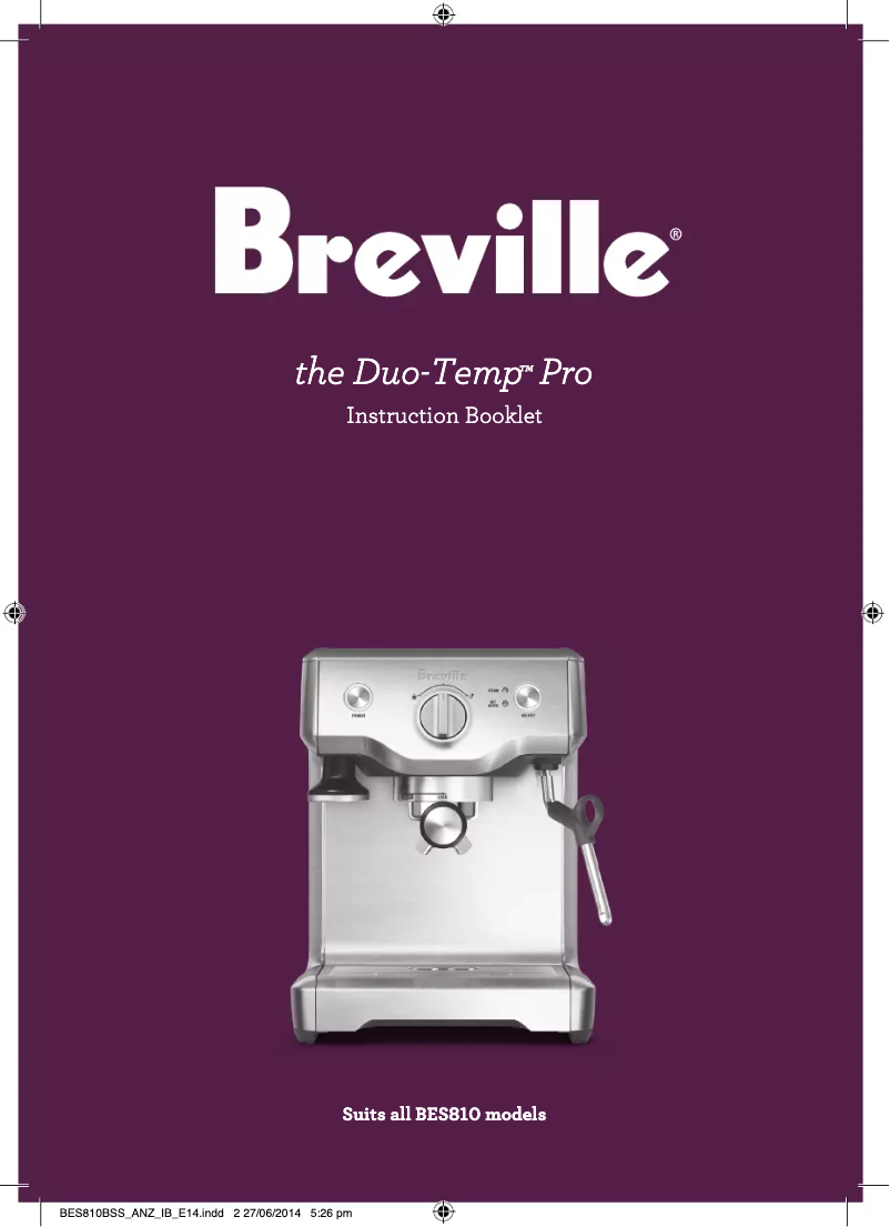Page n°1 - Manuel utilisateur Breville Duo-Temp Pro