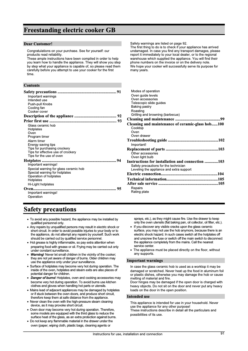 Image de la première page du manuel de l'appareil E 2305 W