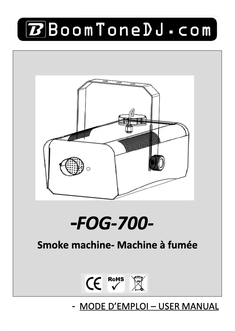 Page n°1 - Manuel utilisateur BoomTone DJ FOG 700 V3