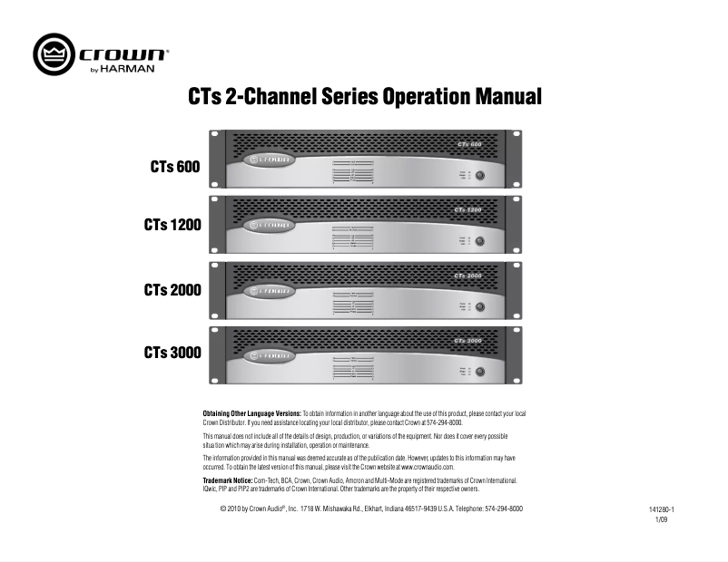 Page n°1 - Manuel utilisateur Crown CTs 600