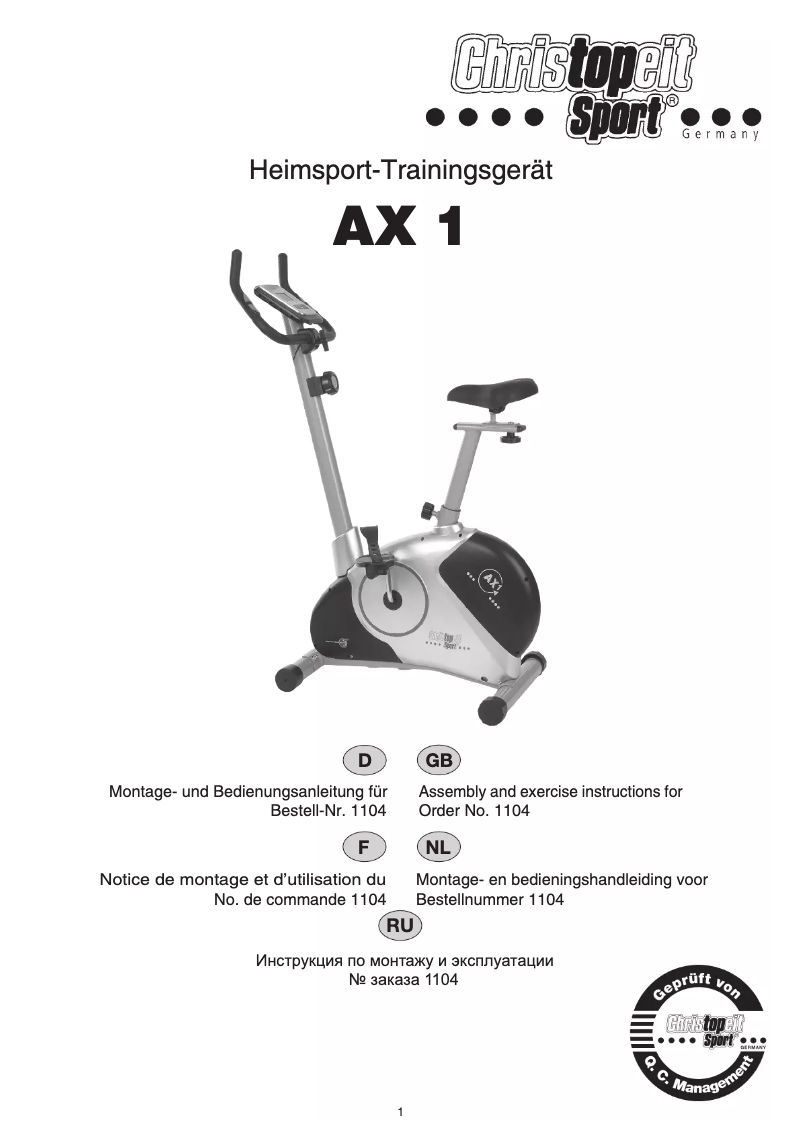 Page n°1 - Manuel utilisateur Christopeit AX 1