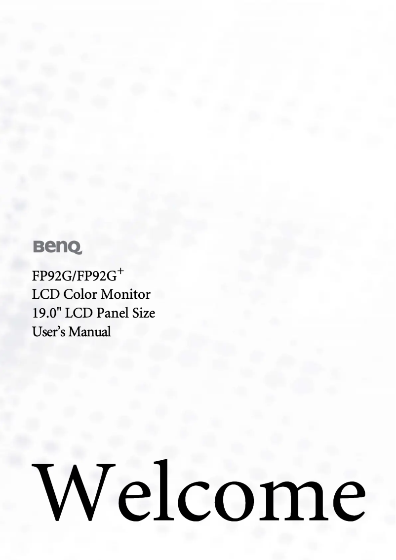 Page n°1 - Manuel utilisateur BenQ FP92G