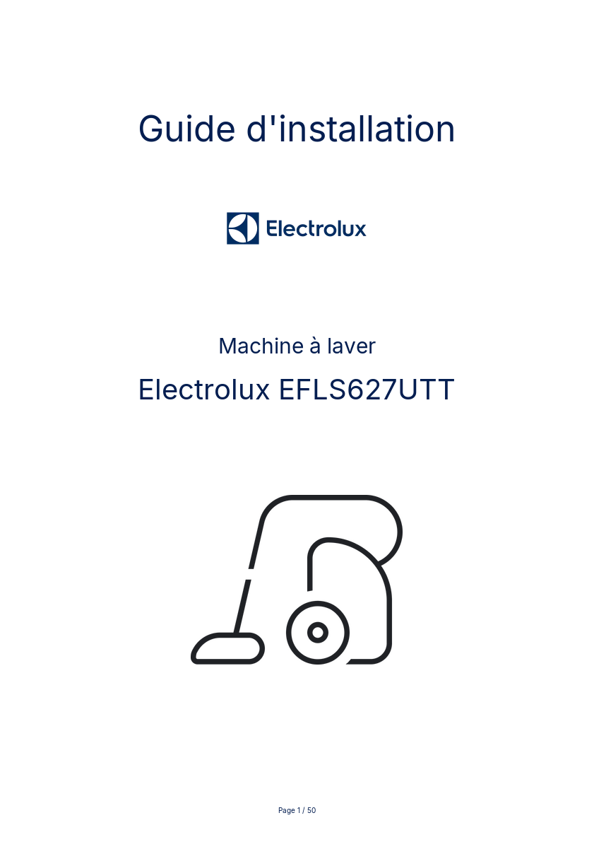 Page n°1 - Guide d'installation Electrolux EFLS627UTT