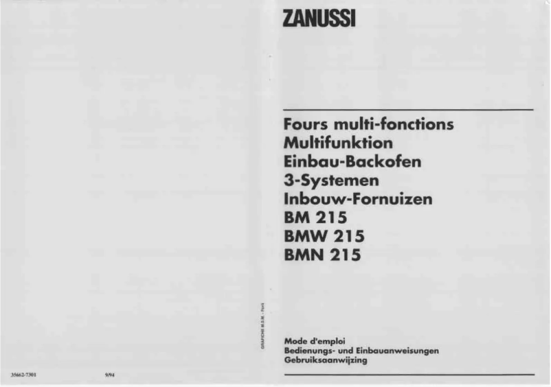 Page n°1 - Manuel utilisateur Zanussi BMW215