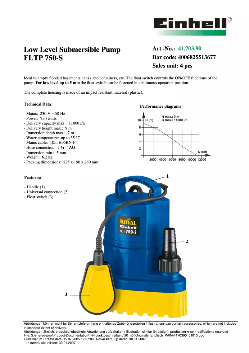 Página 1 del manual Manual de usuario Einhell Royal FLTP 750-S