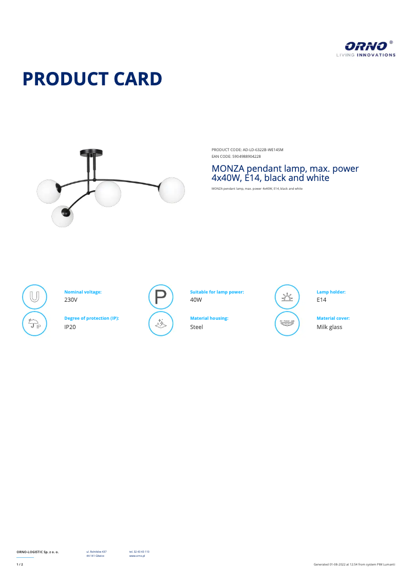 Image de la première page du manuel de l'appareil AD-LD-6322B-WE14SM
