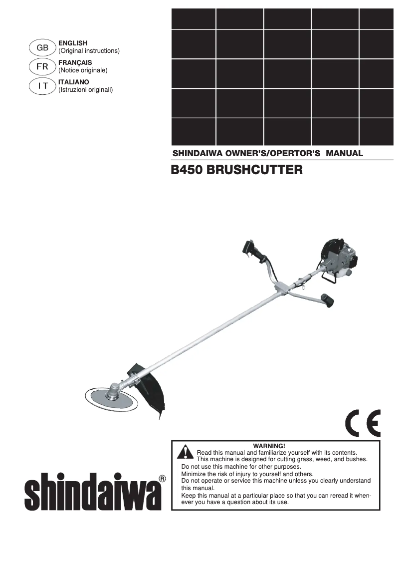 Página 1 del manual Manual de usuario Shindaiwa B450