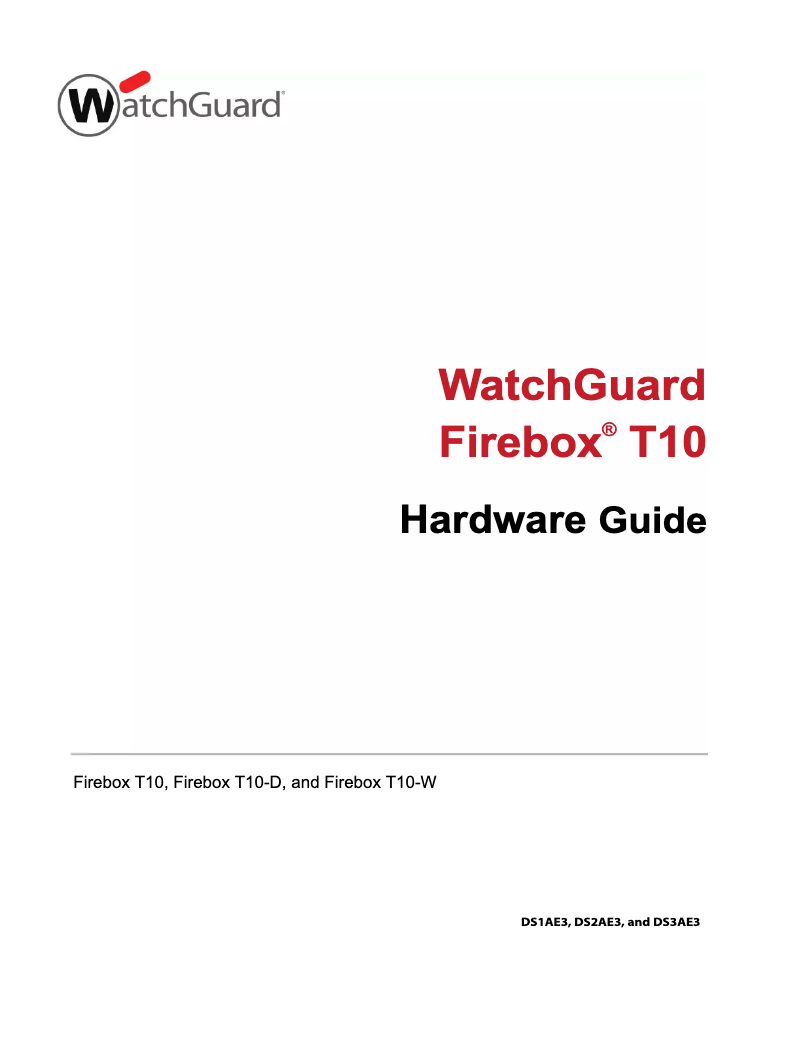Page 1 de la notice Manuel utilisateur WatchGuard Firebox T10 + 1Y Basic Security Suite (UK) hardware firewall