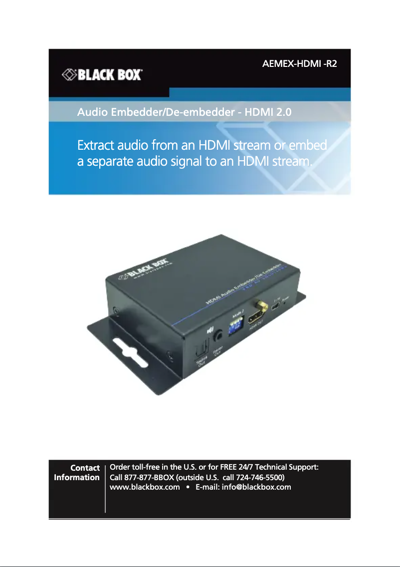 Page n°1 - Manuel utilisateur Black Box AEMEX-HDMI-R2