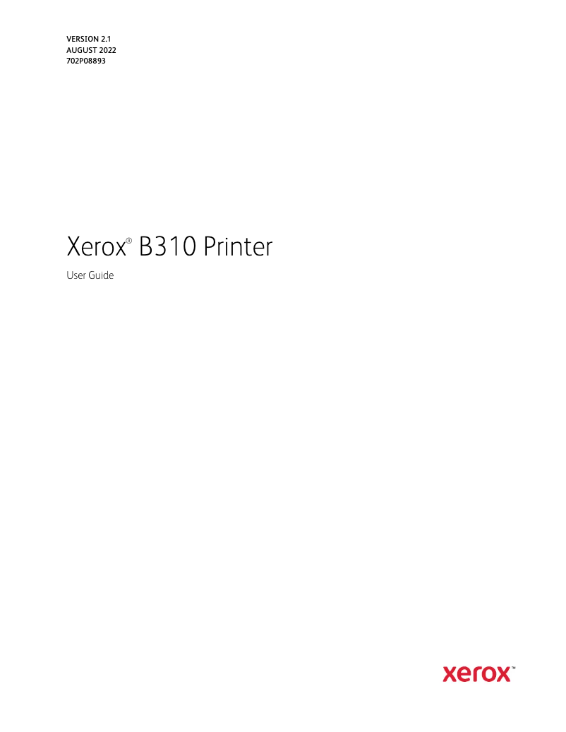Page 1 de la notice Manuel utilisateur Xerox B310