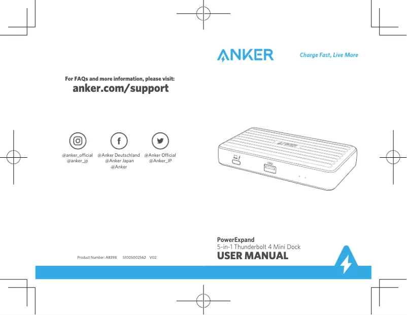 Page 1 of the manual User Manual Anker PowerExpand 5-in-1 Thunderbolt 4 Mini Dock