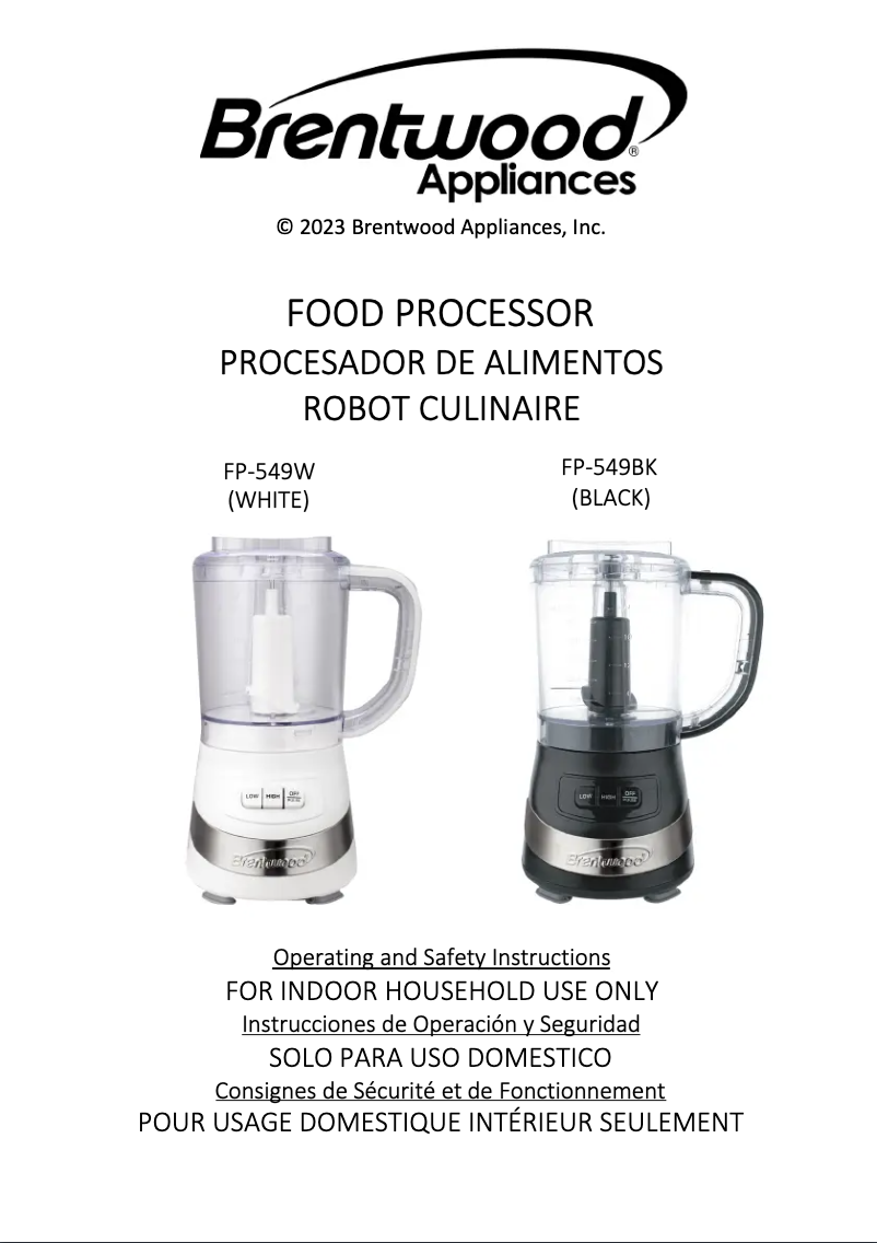 Page n°1 - Manuel utilisateur Brentwood FP-549W