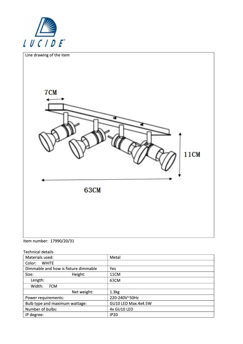Page 1 de la notice Manuel utilisateur Lucide Twinny 17990/20/31