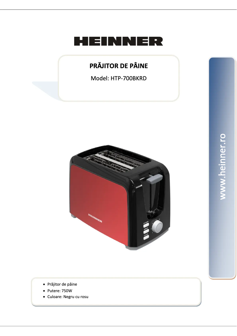 Image de la première page du manuel de l'appareil HTP-700BKRD