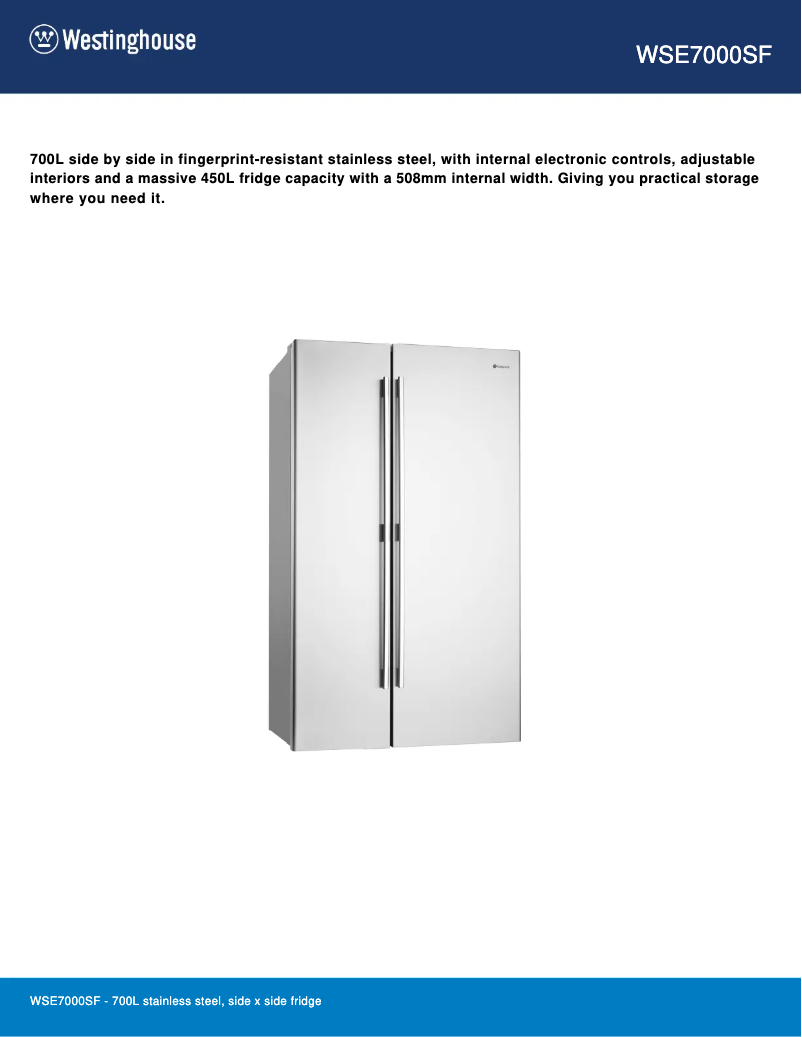 Image de la première page du manuel de l'appareil WSE7000SF