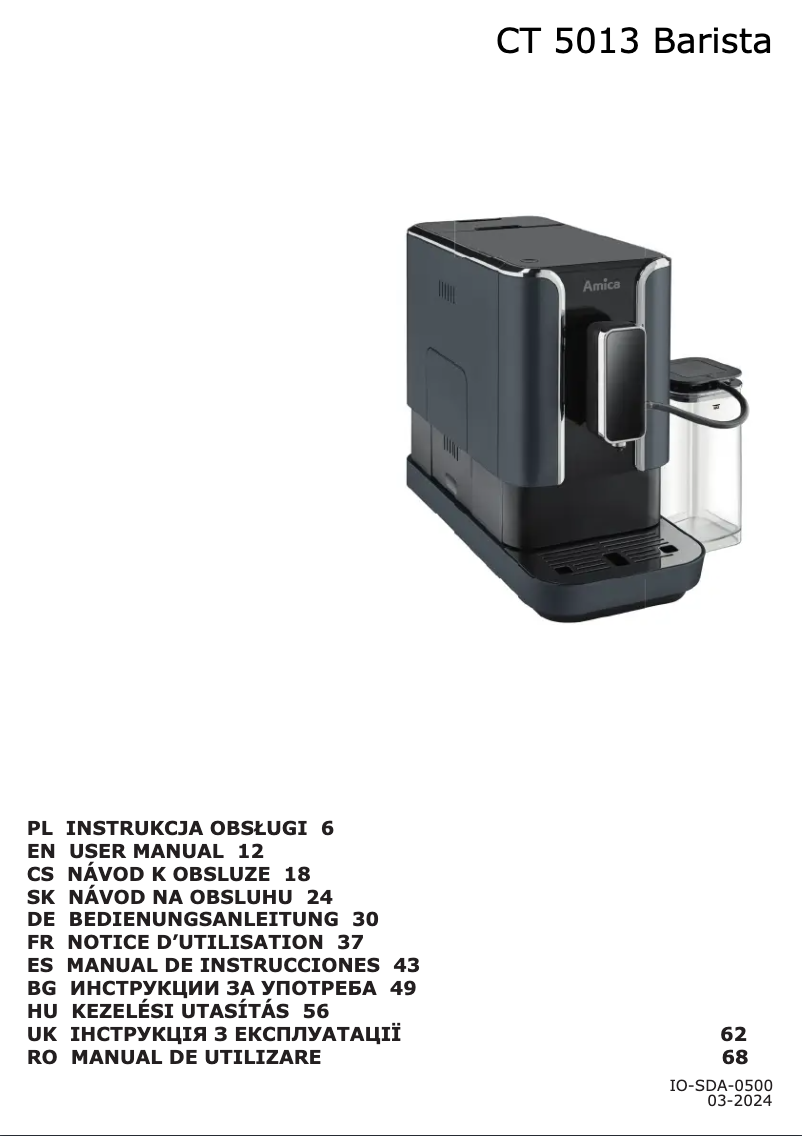 Page n°1 - Manuel utilisateur Amica CT 5013