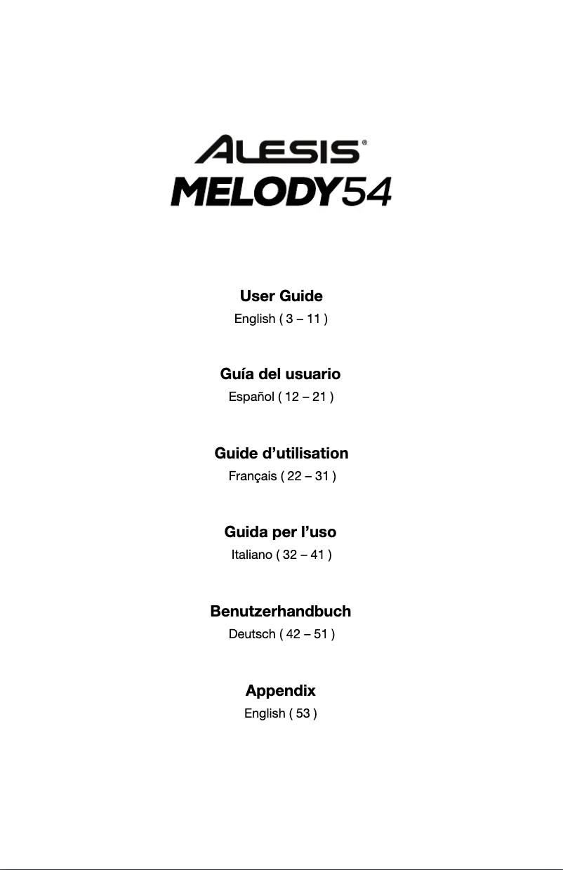 Imagen de la primera página del manual del dispositivo Melody 54