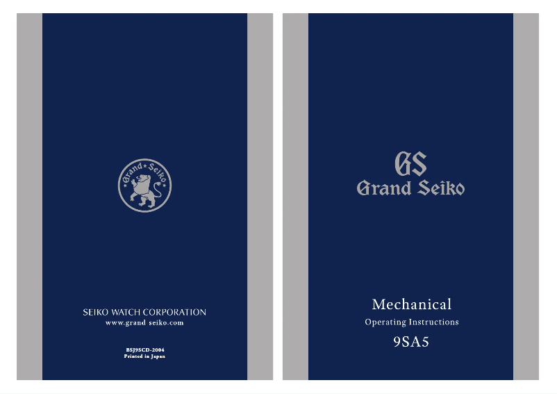 Page n°1 - Manuel utilisateur Seiko 9SA5