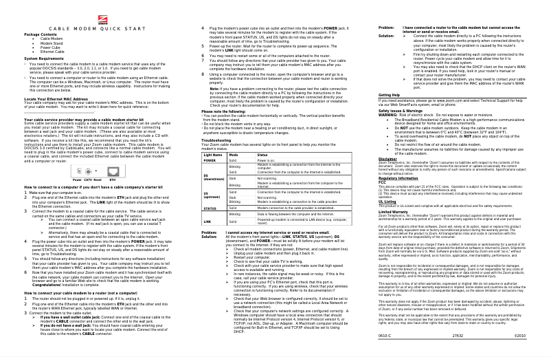 Página 1 del manual Manual de usuario Zoom DOCSIS 3.0