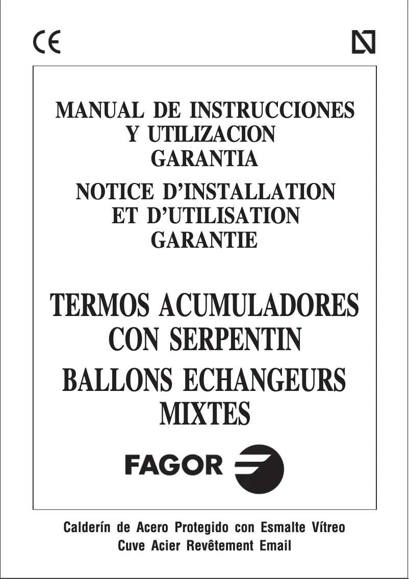 Page 1 de la notice Manuel utilisateur Fagor AFE-100 N1