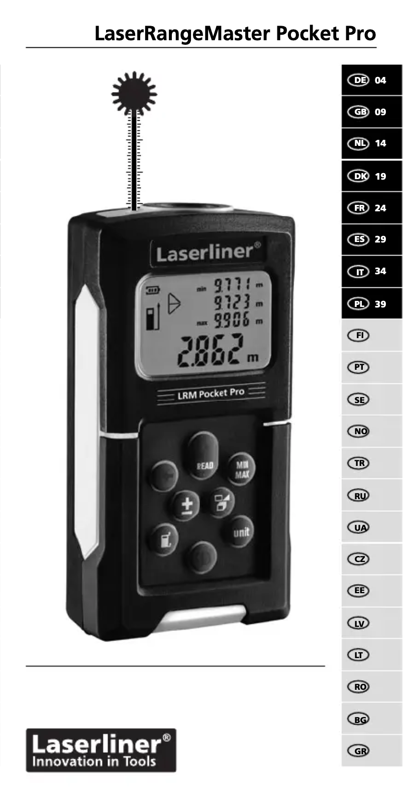 Page 1 de la notice Manuel utilisateur Laserliner LRM Pocket Pro