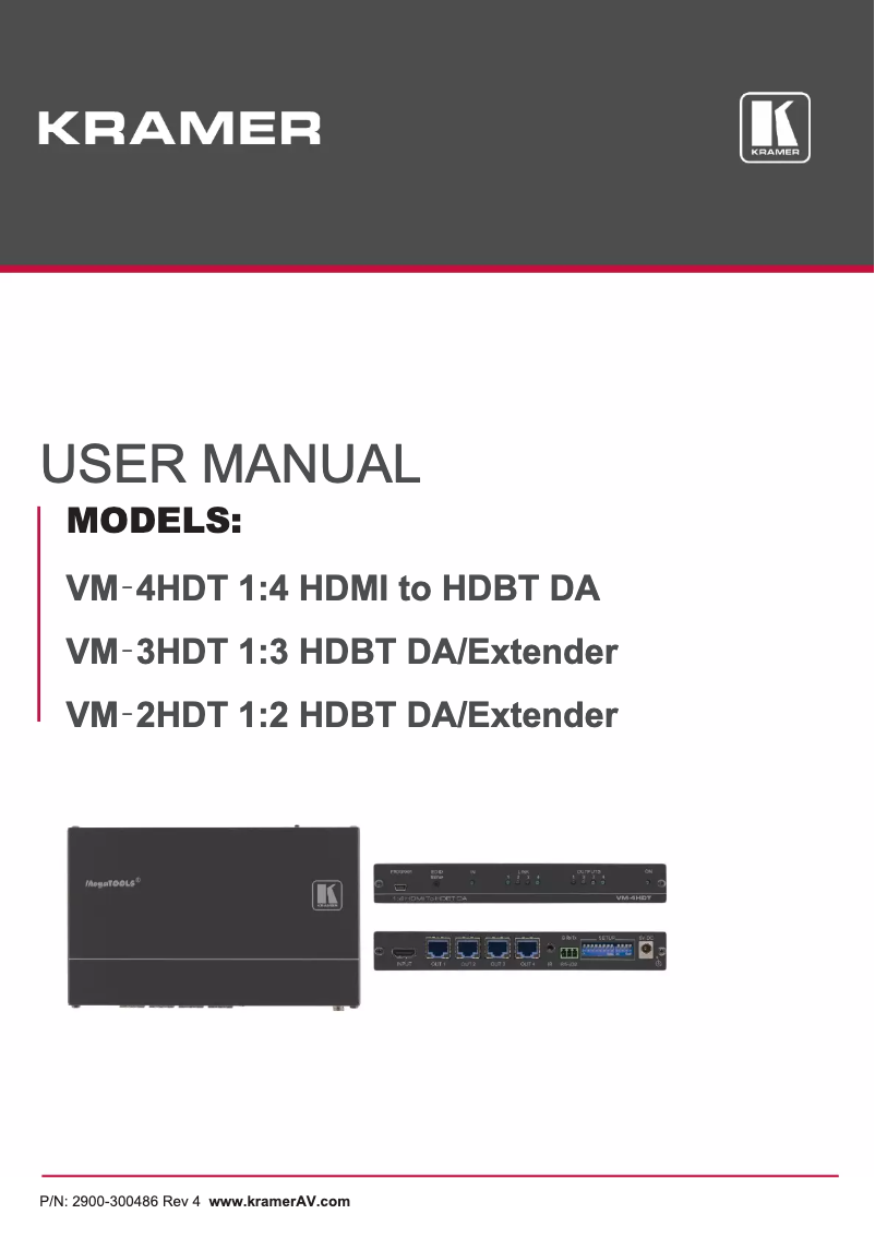 Page 1 de la notice Manuel utilisateur Kramer VM-2HDT